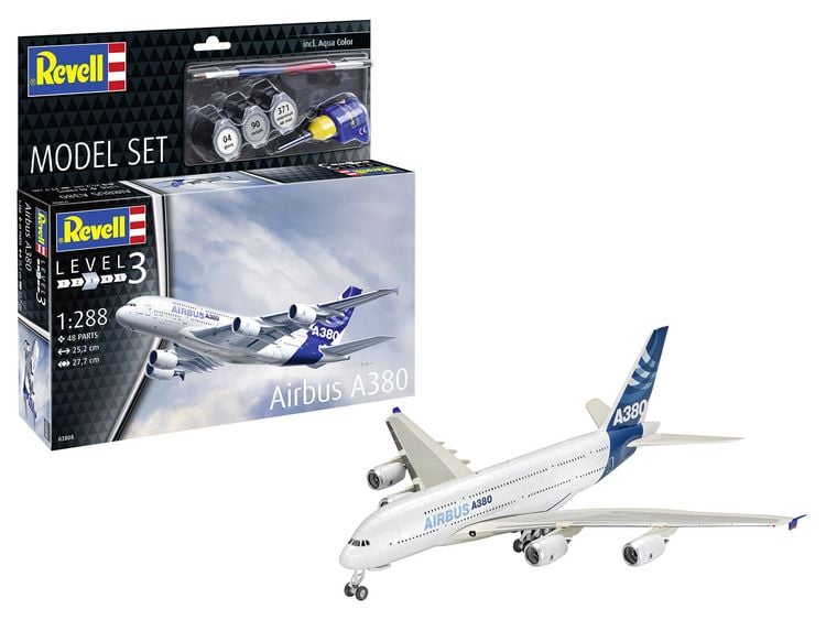 Produktbild: Model Set Airbus A380, Revell Modellbausatz mit Basiszubeh&ouml;r