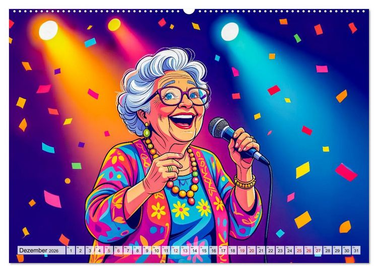 Produktbild: Oma rockt den Ruhestand - Lustiger Frauenkalender mit Humor (Wandkalender 2026 DIN A2 quer), CALVENDO Monatskalender