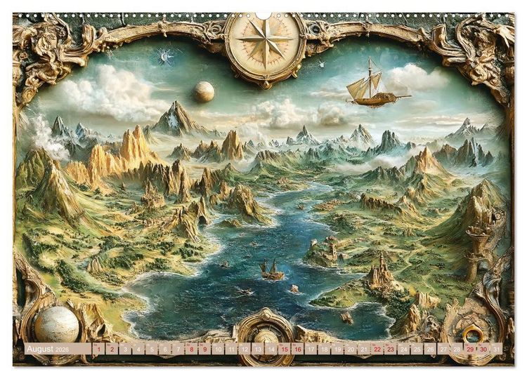 Produktbild: Geheimnisvolle Landkarten (Wandkalender 2026 DIN A2 quer), CALVENDO Monatskalender