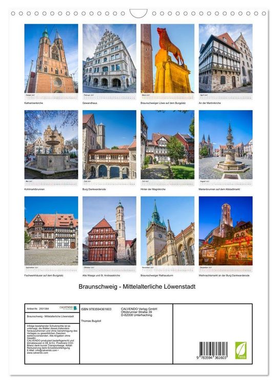 Produktbild: Braunschweig - Mittelalterliche L&ouml;wenstadt (Wandkalender 2027 DIN A3 hoch), CALVENDO Monatskalender