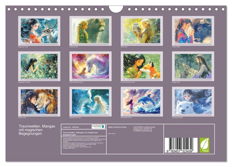 Produktbild: Traumwelten. Mangas mit magischen Begegnungen (Wandkalender 2026 DIN A4 quer), CALVENDO Monatskalender