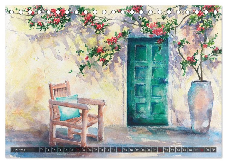 Produktbild: Garten Aquarelle (Tischkalender 2026 DIN A5 quer), CALVENDO Monatskalender