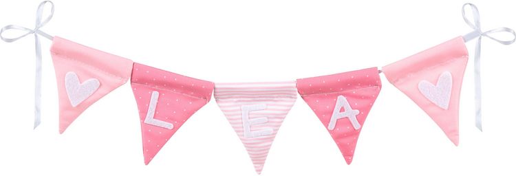 Produktbild: Buchstabenwimpelkette rosa, mit 10 Wimpeln