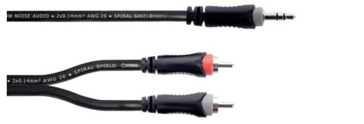 Produktbild: Cordial 14856 Klinke / Cinch Audio Y-Adapter [1x Klinkenstecker 3.5 mm - 2x Cinch-Stecker] 3 m Schwarz PVC-Mantel, Zwillingsleitung