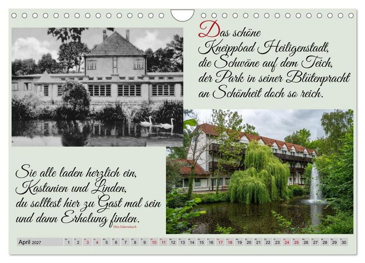 Produktbild: Zeitreise durch Heilbad Heiligenstadt - Die 1960er Jahre und Heute (Wandkalender 2027 DIN A4 quer), CALVENDO Monatskalender