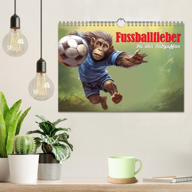 Produktbild: Fu&szlig;ballfieber bei den Babyaffen (Wandkalender 2026 DIN A4 quer), CALVENDO Monatskalender