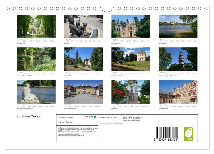 Produktbild: rund um Dessau (Wandkalender 2026 DIN A4 quer), CALVENDO Monatskalender
