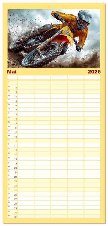 Produktbild: Familienplaner 2026 - Motocross - Highspeed durch das Jahr mit 5 Spalten (Wandkalender, 21 x 45 cm) CALVENDO