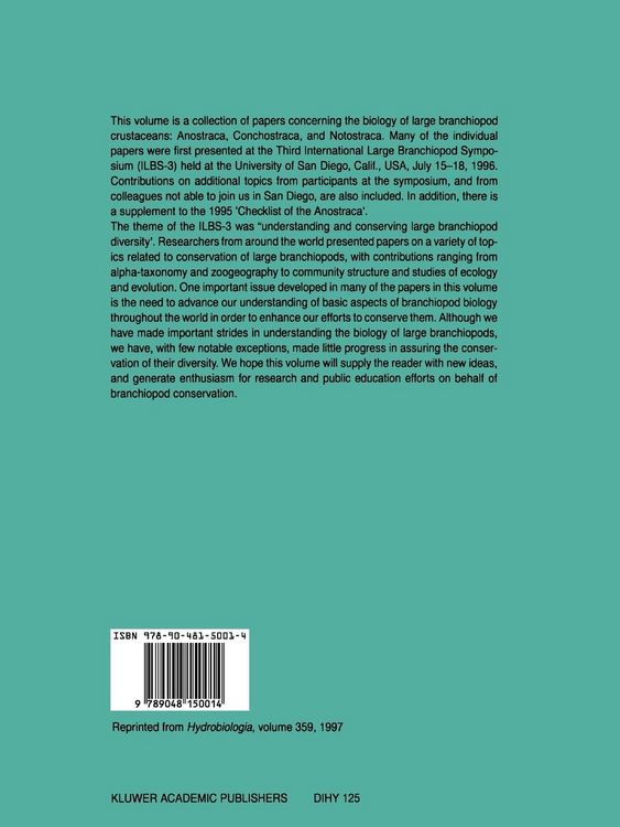 Produktbild: Studies on Large Branchiopod Biology and Conservation
