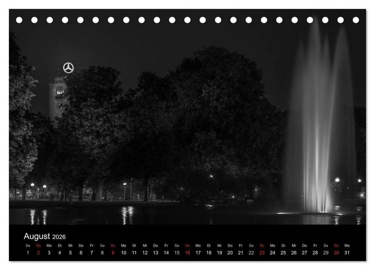 Produktbild: Stuttgart bei Nacht (Tischkalender 2026 DIN A5 quer), CALVENDO Monatskalender