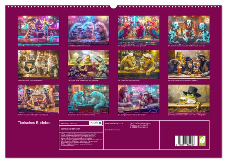 Produktbild: Tierisches Barleben (hochwertiger Premium Wandkalender 2026 DIN A2 quer), Kunstdruck in Hochglanz