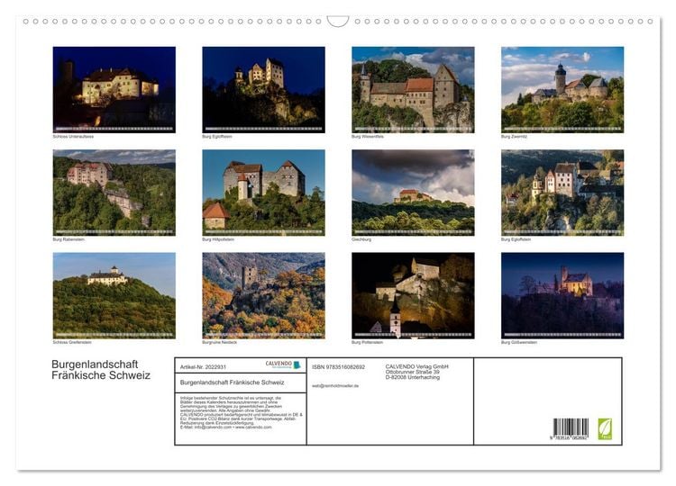 Produktbild: Burgenlandschaft Fr&auml;nkische Schweiz (Wandkalender 2026 DIN A2 quer), CALVENDO Monatskalender