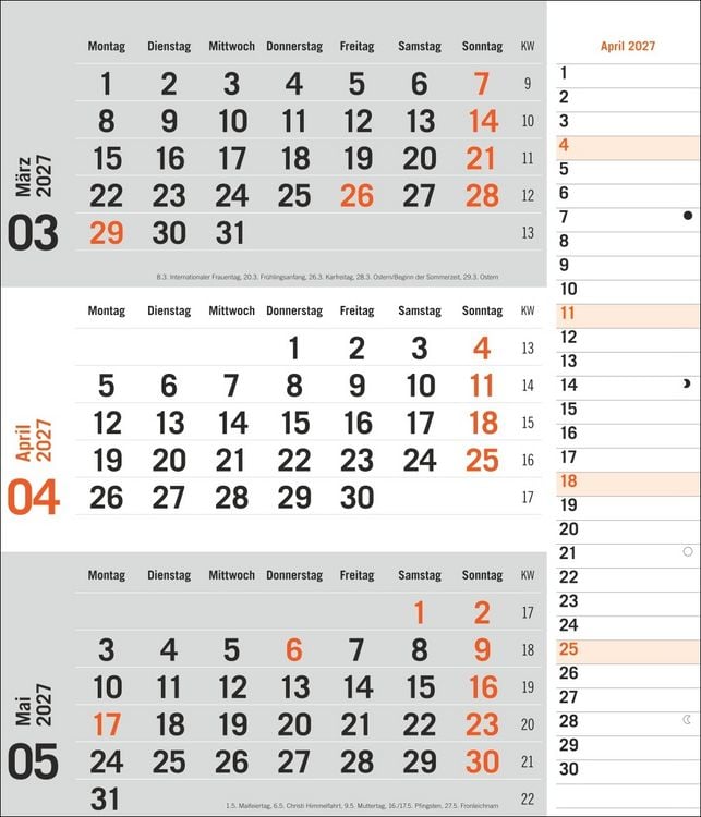 Produktbild: times&more 3-Monatsplaner, orange 2027