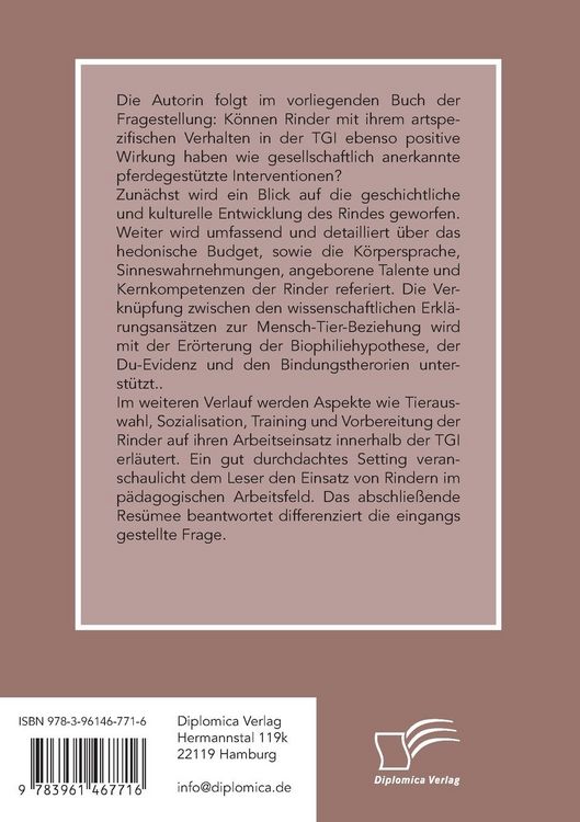 Produktbild: Tiergest&uuml;tzte Intervention mit Rindern: Die Chance, als Nutztier eine Pers&ouml;nlichkeit zu erhalten