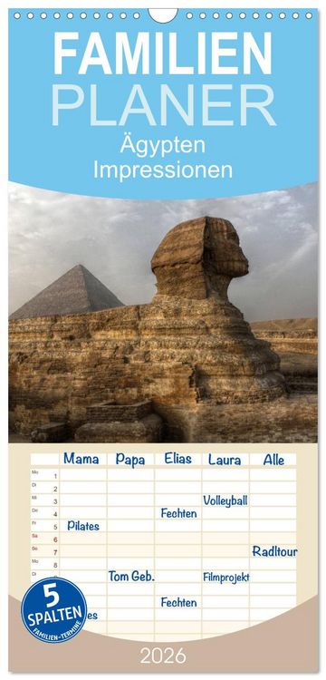Produktbild: Familienplaner 2026 - &Auml;gypten - Impressionen mit 5 Spalten (Wandkalender, 21 x 45 cm) CALVENDO