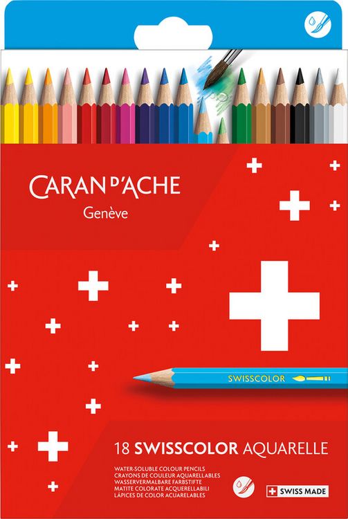 Produktbild: CARAN D'ACHE Farbstifte Swisscolor(TM) Aquarelle, 18 Farben