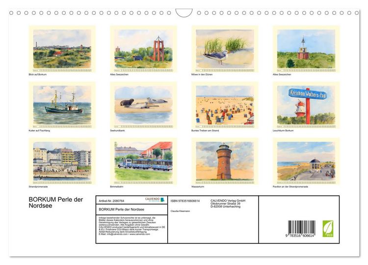 Produktbild: BORKUM Perle der Nordsee (Wandkalender 2026 DIN A3 quer), CALVENDO Monatskalender