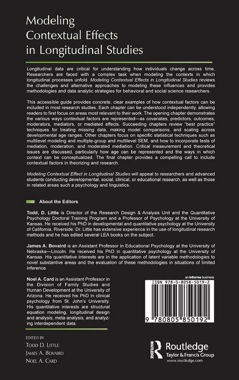 Produktbild: Modeling Contextual Effects in Longitudinal Studies