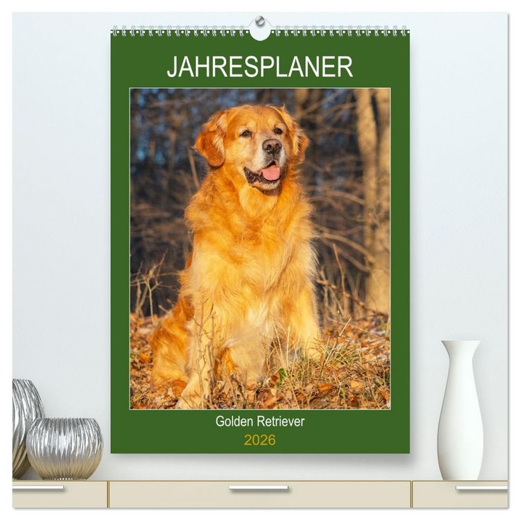 Produktbild: Jahresplaner Golden Retriever (hochwertiger Premium Wandkalender 2026 DIN A2 hoch), Kunstdruck in Hochglanz