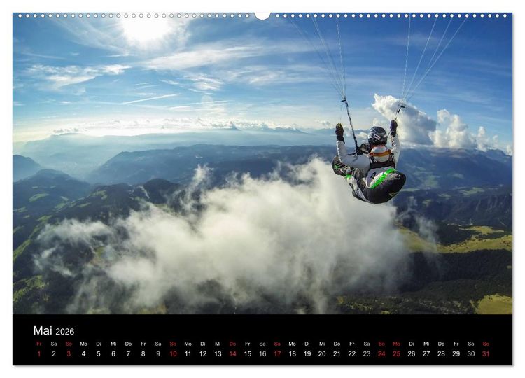 Produktbild: Paragliding - zwischen Himmel und Erde (Wandkalender 2026 DIN A2 quer), CALVENDO Monatskalender