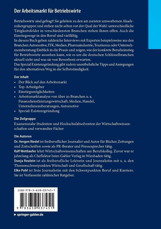 Produktbild: Der Arbeitsmarkt f&uuml;r Betriebswirte
