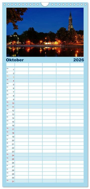Produktbild: Familienplaner 2026 - Landshut bei Tag und Nacht mit 5 Spalten (Wandkalender, 21 x 45 cm) CALVENDO