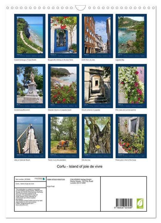 Produktbild: Corfu - Island of joie de vivre (Wall Calendar 2026 DIN A3 portrait), CALVENDO 12 Month Wall Calendar