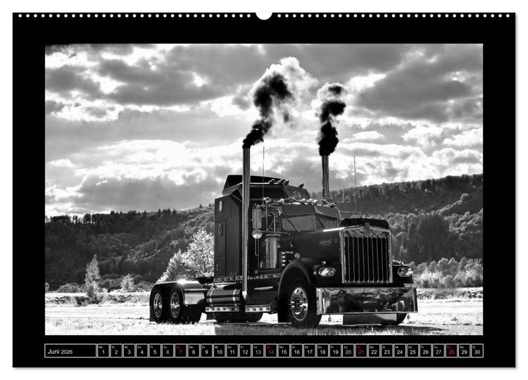 Produktbild: Kenworth W900A EXTHD - in schwarzwei&szlig; (Wandkalender 2026 DIN A2 quer), CALVENDO Monatskalender