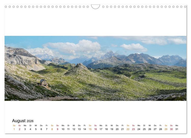 Produktbild: Der Dolomiten H&ouml;henweg EINS in Panoramabildern (Wandkalender 2026 DIN A3 quer), CALVENDO Monatskalender