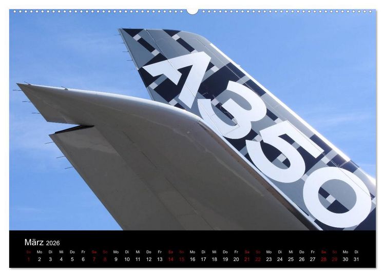 Produktbild: Airbus A350 Hautnah (Wandkalender 2026 DIN A2 quer), CALVENDO Monatskalender