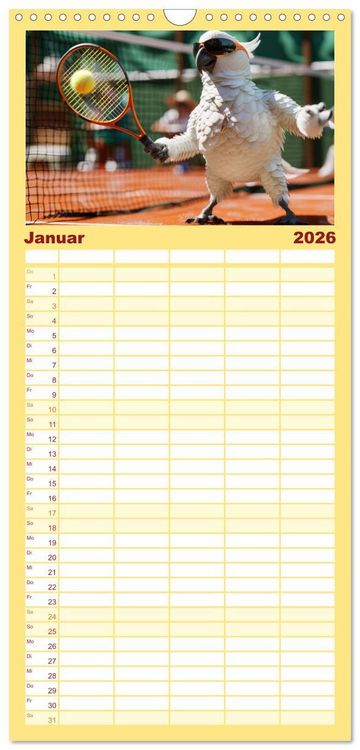 Produktbild: Familienplaner 2026 - Der tierisch lustige Tennis-Kalender mit 5 Spalten (Wandkalender, 21 x 45 cm) CALVENDO