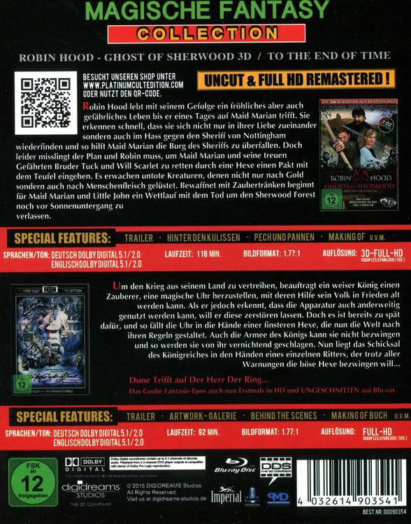 Produktbild: Fantasy Collection - Robin Hood - Ghosts of Sherwood 3D/To the Ends of Time - Uncut & Full HD Remastered (+ Blu-ray 3D)