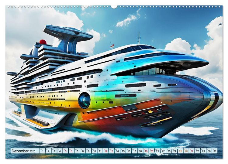 Produktbild: Wogen der Zukunft - Futuristische Jachten (hochwertiger Premium Wandkalender 2026 DIN A2 quer), Kunstdruck in Hochglanz