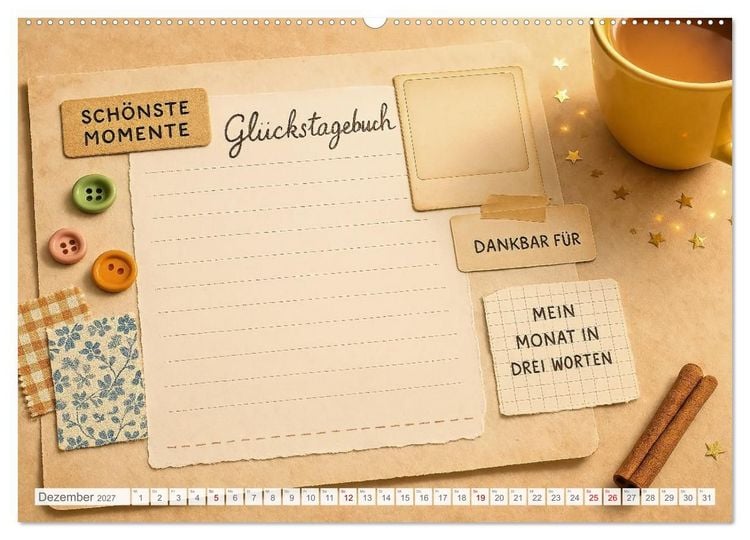 Produktbild: L&auml;cheln sammeln - Dein pers&ouml;nlicher Gl&uuml;ckskalender zum Mitgestalten (hochwertiger Premium Wandkalender 2027 DIN A2 quer), Kunstdruck in Hochglanz