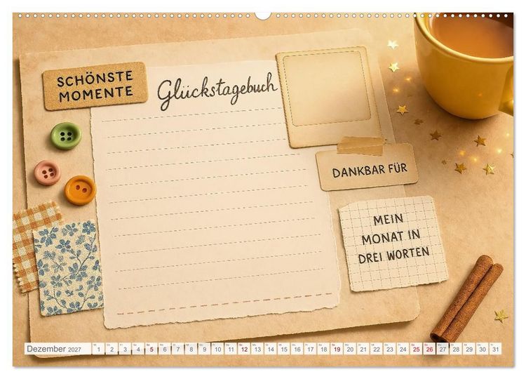 Produktbild: L&auml;cheln sammeln - Dein pers&ouml;nlicher Gl&uuml;ckskalender zum Mitgestalten (Wandkalender 2027 DIN A2 quer), CALVENDO Monatskalender