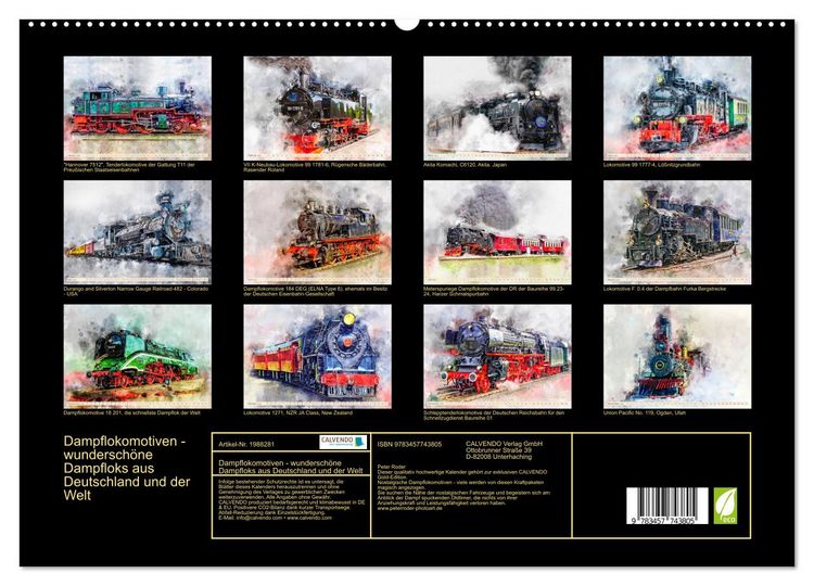 Produktbild: Dampflokomotiven - wundersch&ouml;ne Dampfloks aus Deutschland und der Welt (hochwertiger Premium Wandkalender 2026 DIN A2 quer), Kunstdruck in Hochglanz