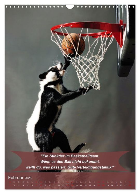 Produktbild: Der tierisch lustige Basketball-Kalender (Wandkalender 2026 DIN A3 hoch), CALVENDO Monatskalender