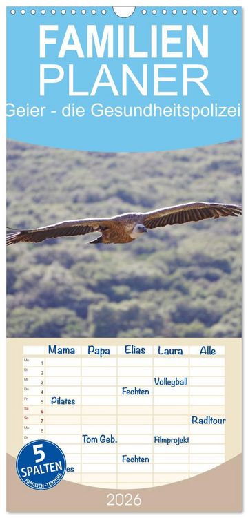 Produktbild: Familienplaner 2026 - Geier - die Gesundheitspolizei! mit 5 Spalten (Wandkalender, 21 x 45 cm) CALVENDO