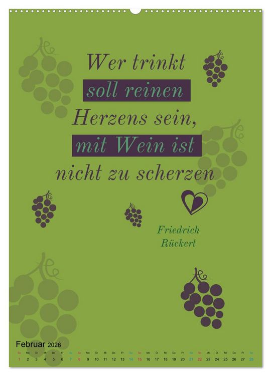 Produktbild: WEIN Weisheiten und Sprichworte (Wandkalender 2026 DIN A2 hoch), CALVENDO Monatskalender