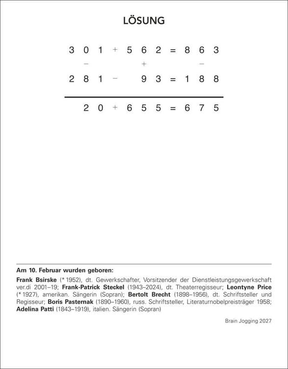 Produktbild: Brain Jogging Tagesabrei&szlig;kalender 2027 - Ged&auml;chtnis, Konzentration, Logik