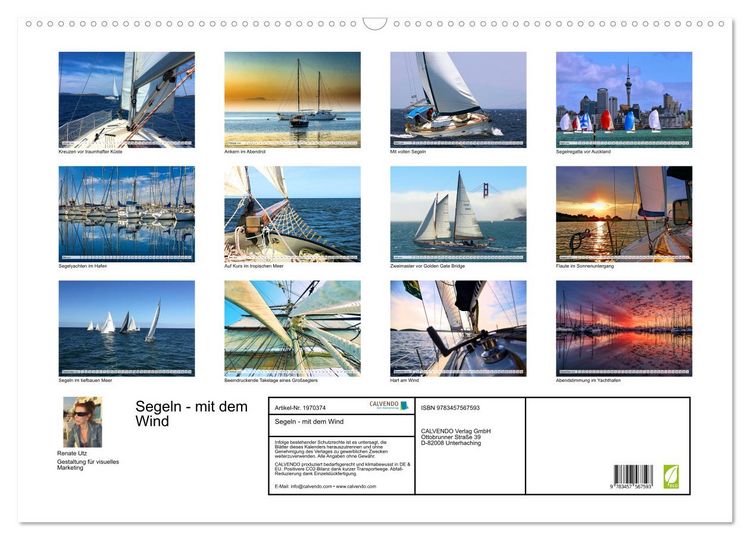 Produktbild: Segeln - mit dem Wind (Wandkalender 2026 DIN A2 quer), CALVENDO Monatskalender