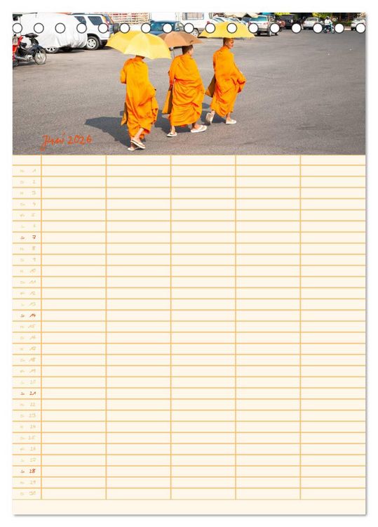 Produktbild: EXOTISCHES S&Uuml;DOSTASIEN - Familienplaner 2026 (Tischkalender 2026 DIN A5 hoch), CALVENDO Monatskalender