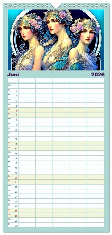 Produktbild: Familienplaner 2026 - Art Deco Freundinnen mit 5 Spalten (Wandkalender, 21 x 45 cm) CALVENDO