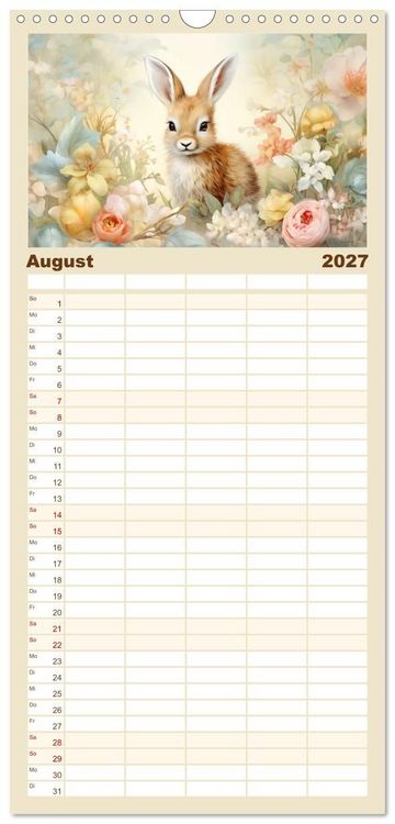 Produktbild: Familienplaner 2027 - Tierisch s&uuml;&szlig;! mit 5 Spalten (Wandkalender, 21 x 45 cm) CALVENDO