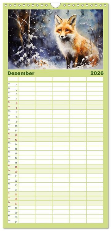 Produktbild: Familienplaner 2026 - Zw&ouml;lf Monate im Wald mit 5 Spalten (Wandkalender, 21 x 45 cm) CALVENDO
