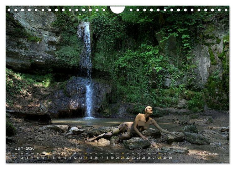 Produktbild: BODYPAINTING AM WASSERFALL VON LINN (Wandkalender 2026 DIN A4 quer), CALVENDO Monatskalender