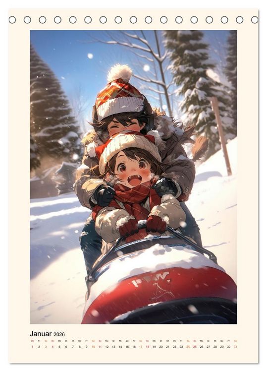Produktbild: Manga Kinder - ein gl&uuml;ckliches Jahr (Tischkalender 2026 DIN A5 hoch), CALVENDO Monatskalender