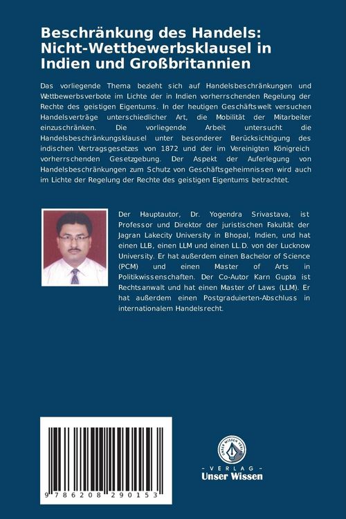 Produktbild: Beschr&auml;nkung des Handels: Nicht-Wettbewerbsklausel in Indien und Gro&szlig;britannien