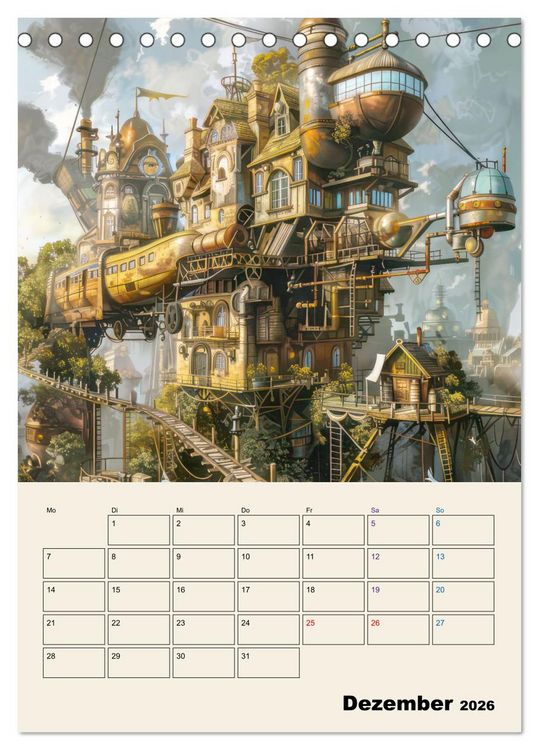 Produktbild: Steampunk - Mechanische Fantasiewelt (Tischkalender 2026 DIN A5 hoch), CALVENDO Monatskalender