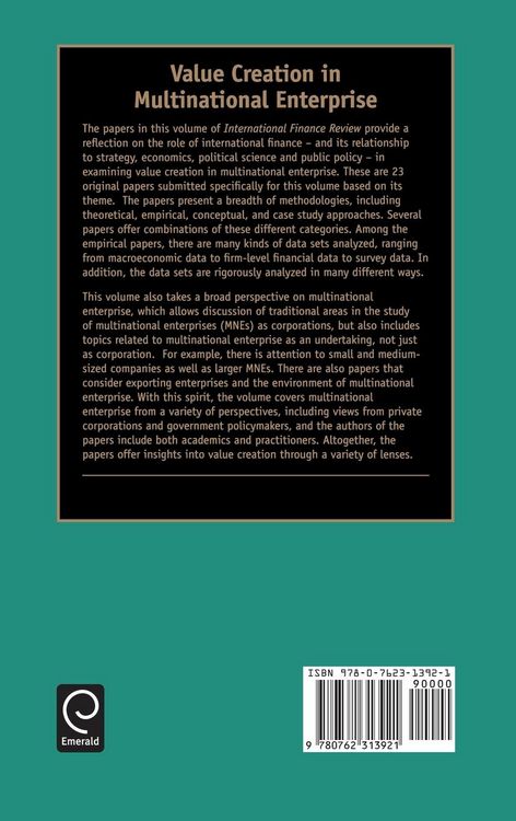 Produktbild: Value Creation in Multinational Enterprise